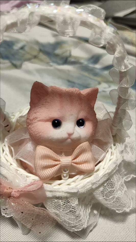 cute kitty squishy toy with a basket
